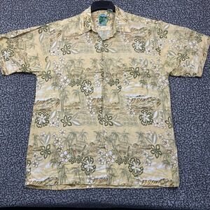 Forest Collection Shirt Men XL Hawaiian Button Up Short Sleeve Collared Cotton